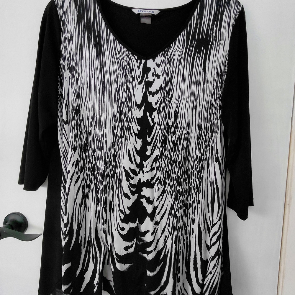Peter Nygard Zebra Print Black and White Blouse